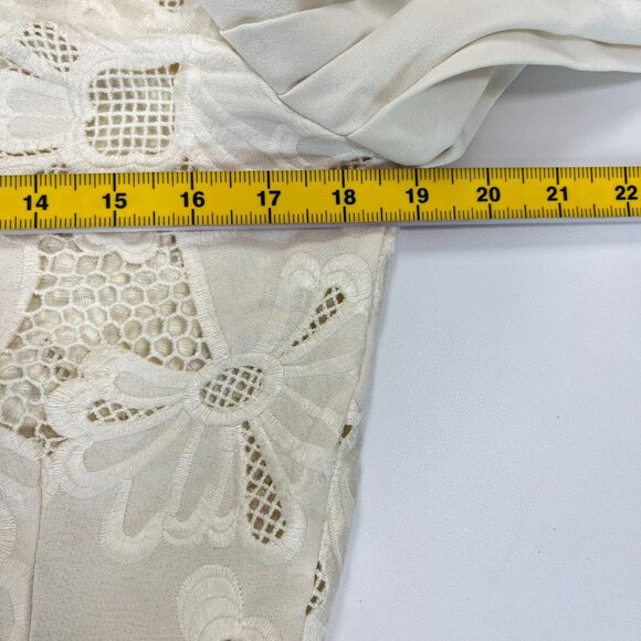 $655 NWT SEE BY CHLOÉ Embroidery Mini Dress Cream Size 40 Pleated Sleeves - Picture 13 of 13